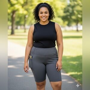 Bebe Gray Bike Shorts with Elastic Waistband